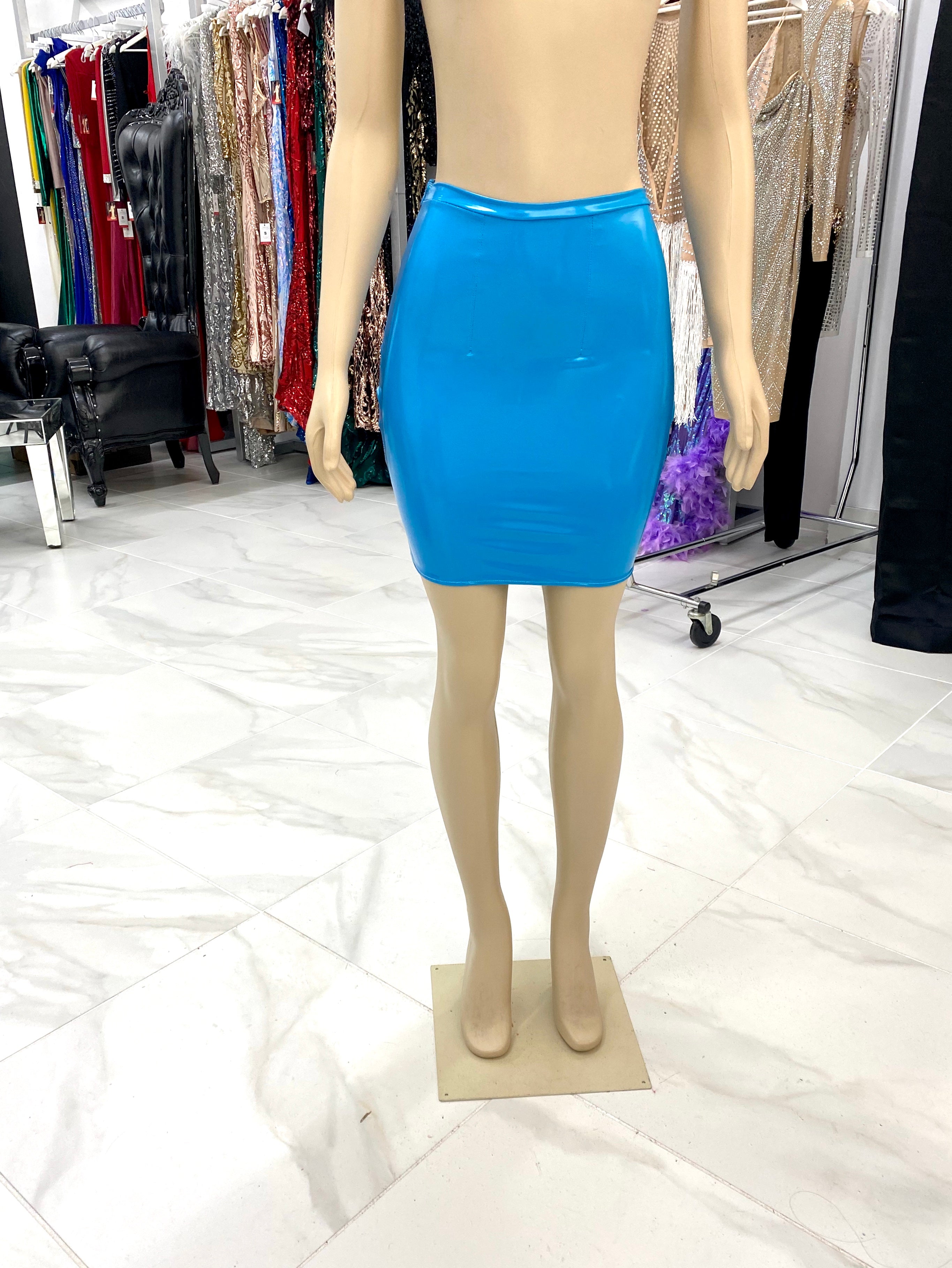 Vinyl skirt cheap blue